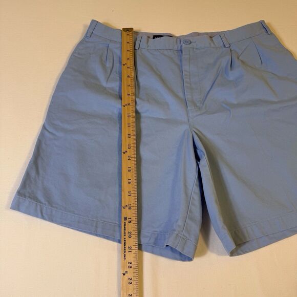 Men’s Lands End Sze 38 Light Blue Traditional Pleated Cotton Dress Shorts Preppy - Picture 6 of 7